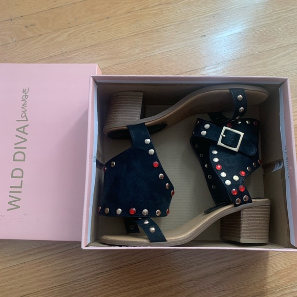 Shoes - Wild Diva Lounge studded embellished heeled sandals